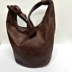 Bruno Rossi Italian Hobo Large Leather Shoulder Bag in brown